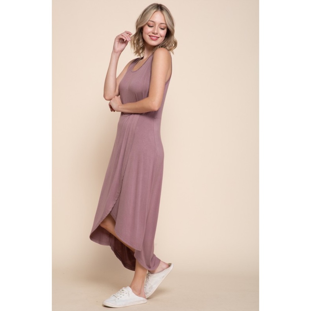 Surplice Basic Day Dress - Mauve